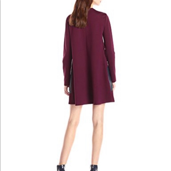 BCBGMAXAZRIA Farah Long Sleeve Dress w Leather - Picture 2 of 4